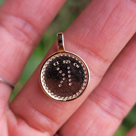 Shiny letter K pave set CZ diamonds 925 sterling silver gold vermeil disc neckla - Picture 4 of 10